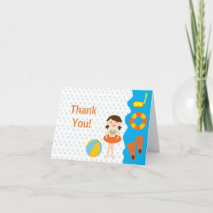 Sweet Girl Pool Party Thank You Note Card