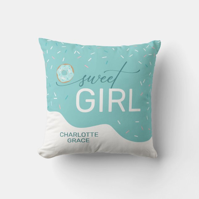 Sweet Girl Teal Frosting Spinkles Girl's Cushion (Front)