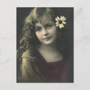 Sweet Girl With Flower Postcard