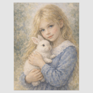 sweet girl with rabbit tissue paper