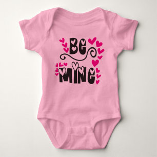 Sweet Girls Be Mine Pink Hearts Valentines Day Baby Bodysuit