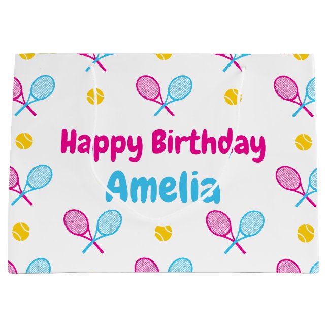 Sweet girly tennis large large gift bag (Front)