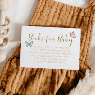 Sweet Gold Butterfly Baby Shower Book Request Enclosure Card