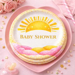 Sweet Gold  Decorative Baby Shower Party Tablware Paper Plate