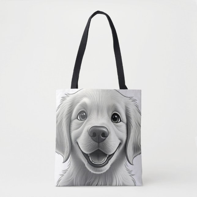 Sweet Golden Joy: Pixar-Style Puppy Friends Tote Bag (Front)
