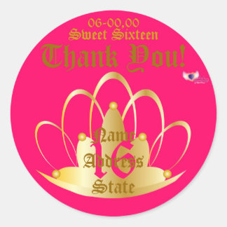 Sweet Golden Tiara Sticker-Customise Classic Round Sticker