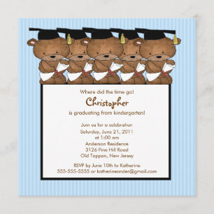 Sweet Grad Bear Kindergarten Graduation Invitation