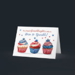 Sweet Granddaughter Birthday 4th of July Patriotic Card<br><div class="desc">Celebrate your sweet granddaughter with a burst of birthday sparkle and patriotic charm! This adorable 4th of July birthday card features three frosted cupcakes in red, white, and blue, topped with stars and hand-drawn in a whimsical style. The front reads "Born to Sparkle, " a perfect sentiment for a granddaughter...</div>