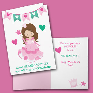 Sweet Granddaughter Princess Valentine or Birthday Holiday Card