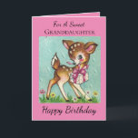 Sweet Granddaughter Vintage Baby Deer Birthday Card<br><div class="desc">Celebrate your granddaughter's birthday with a cute vintage baby deer card. The retro image of a sweet woodland animal will be sure to bring a smile. The bold pink design sends a message of happiness and love.</div>