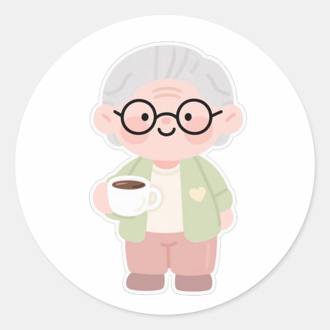👵 Sweet Grandma Classic Round Sticker (Front)