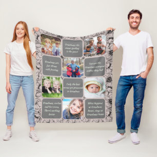  Sweet Grandma/Nana Rose Gold Photo  Fleece Blanket