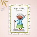 Sweet Grandmother Personalised Birthday Card<br><div class="desc">How cute and fun is this card with a happy grandma waving! She has her cane and she is wearing a green skirt and blue shirt. Great birthday card for your grandma this year. Personalise the text with your own message and click on customise further if necessary. Illustrated and designed...</div>