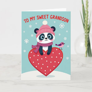 Sweet Grandson Panda Winter Card