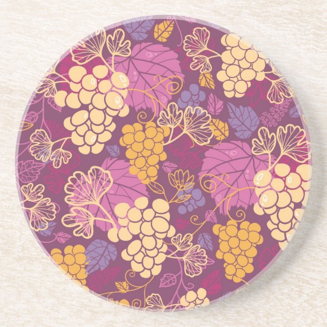 Sweet grape vines pattern background coaster (Front)