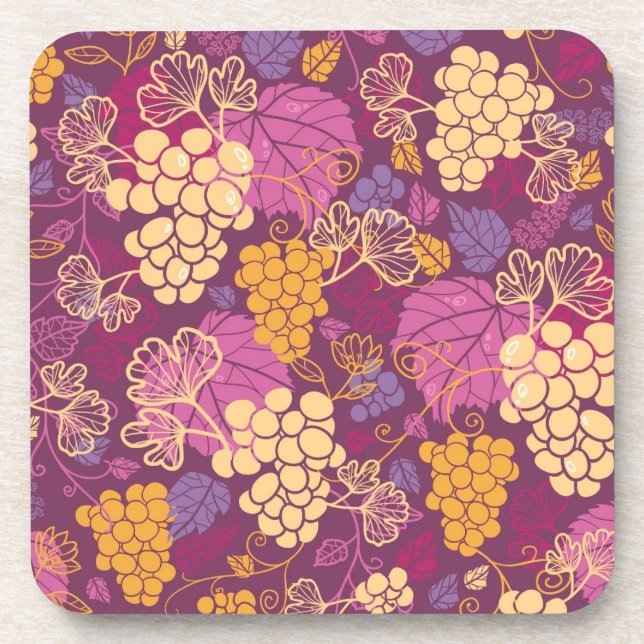 Sweet grape vines pattern background coaster (Front)