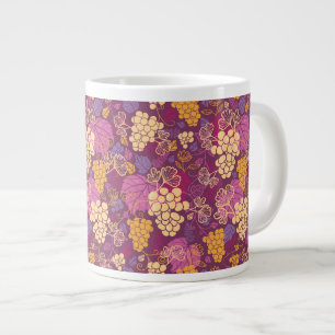 Sweet grape vines pattern background large coffee mug
