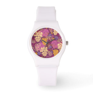 Sweet grape vines pattern background watch