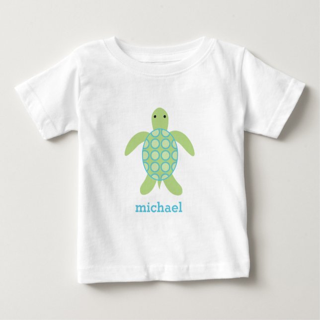 Sweet Green and Blue Baby Turtle Baby T-Shirt (Front)