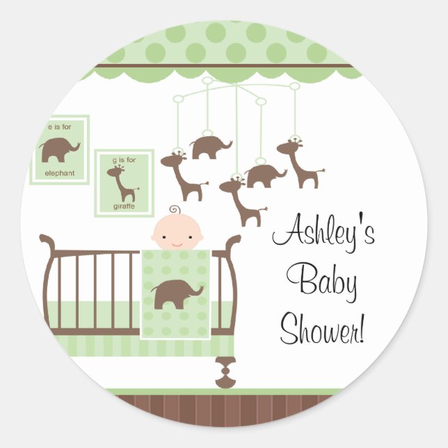 Sweet Green Baby Room Baby Shower Sticker (Front)