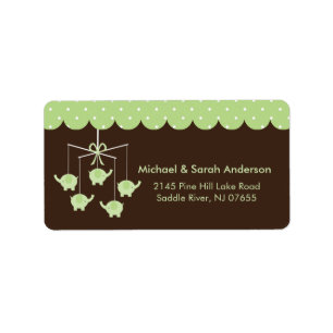 Sweet Green Elephant Mobile Address Label