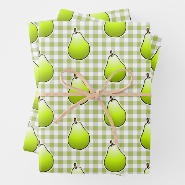 Sweet Green Pear Wrapping Paper Sheet (In situ)