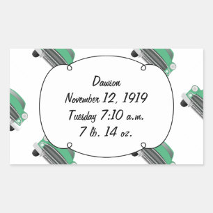 Sweet Green Retro Car Baby Boy Gifts Rectangular Sticker