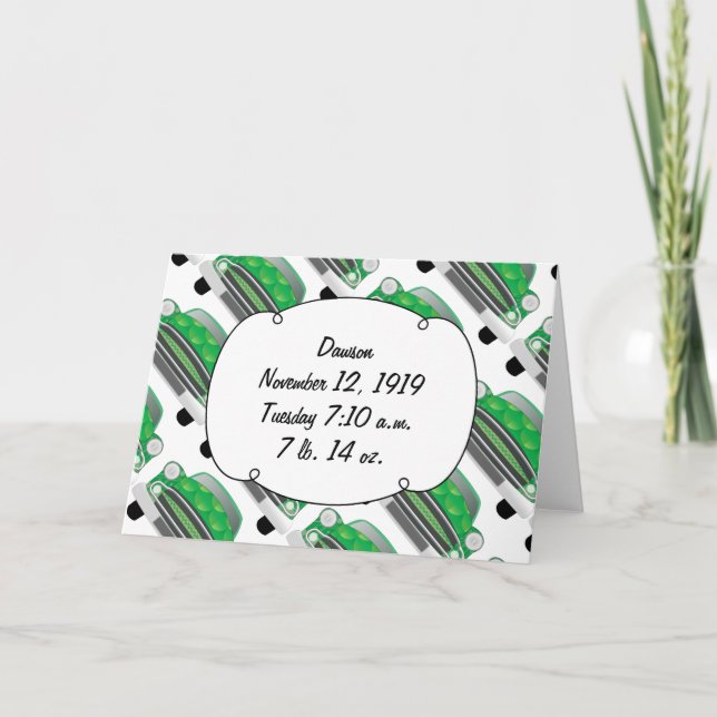Sweet Green Retro Car Baby Shower Gifts Invitation (Front)