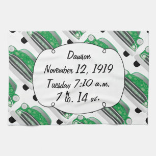 Sweet Green Retro Car Baby Shower Gifts Tea Towel