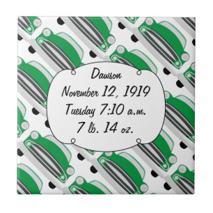 Sweet Green Retro Car Baby Shower Gifts Tile