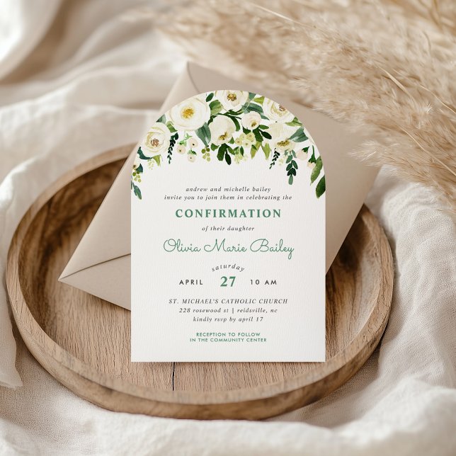 Sweet Greenery Floral Confirmation Invitation (Creator Uploaded)