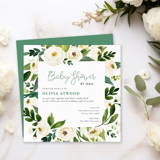 Sweet Greenery Floral Frame Baby Shower Invitation (Creator Uploaded)