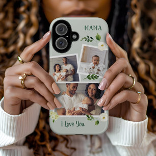 Sweet Greenery Mama Custom Photo Gift iPhone 16 Case