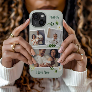 Sweet Greenery Mama Custom Photo Gift iPhone 15 Mini Case