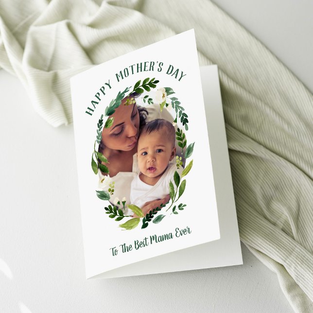 Sweet Greenery Mother's Day Photo Card for Mom (Creator Uploaded)
