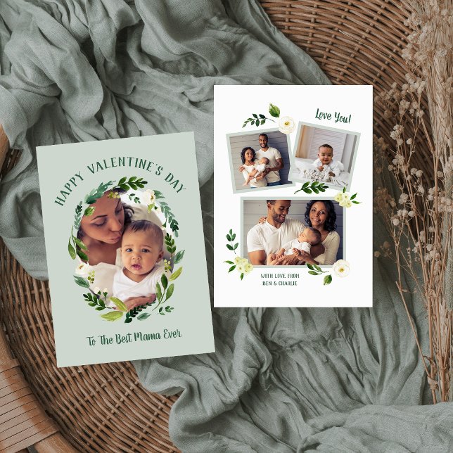Sweet Greenery Valentine's Day Photo Card for Mum (Creator Uploaded)