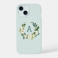Sweet Greenery Wreath and Mint Dots Monogram