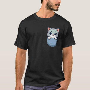 Sweet Grey Cat in Pocket for Kids, Boys, Girls, Wo T-Shirt