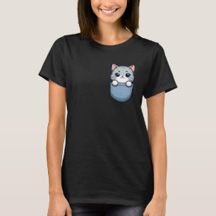 Sweet Grey Cat in Pocket for Kids, Boys, Girls, Wo T-Shirt