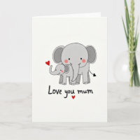 Sweet Grey Elephant Family Card