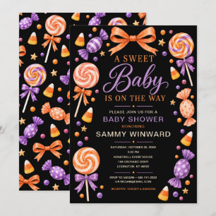 Sweet Halloween Candy Baby Shower Invitation