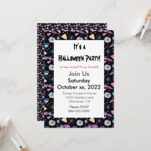 Sweet Halloween on Black Customised Invitation
