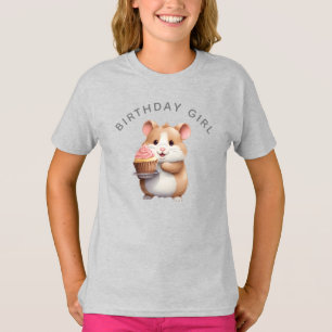 Sweet Hamster, Pink Cupcake Children's Birthday  T-Shirt