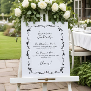 Sweet Handwritten Wedding Signature Cocktail Menu Poster