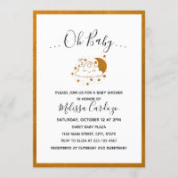 Sweet Happy Cloud and Moon Baby Shower Invitation