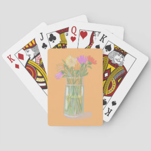 Sweet Happy Flowers +Custom Name Playing Cards