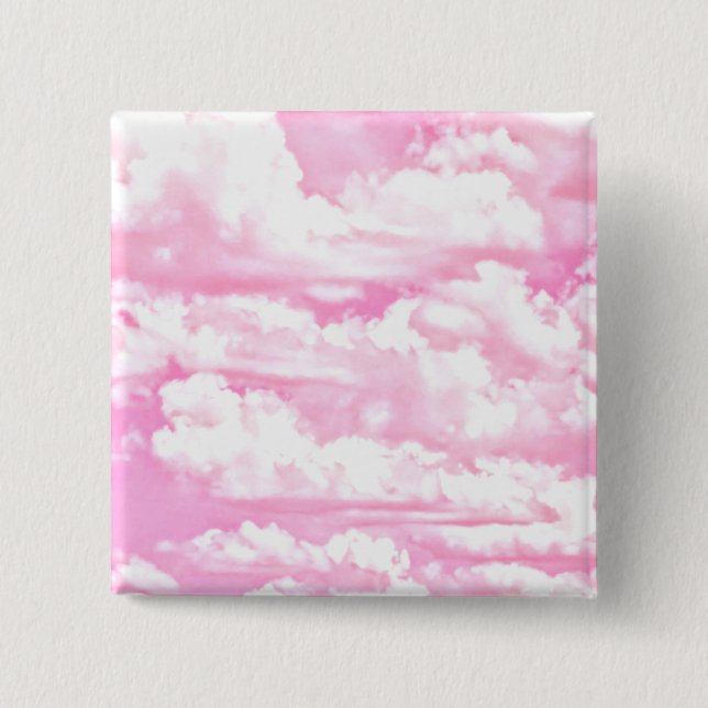 Sweet Happy Fuchsia Pink Clouds 15 Cm Square Badge (Front)