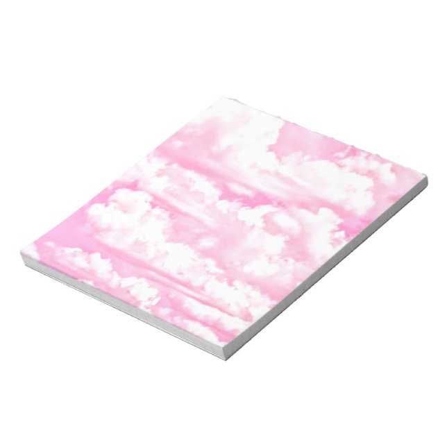 Sweet Happy Fuchsia Pink Clouds Notepad (Rotated)