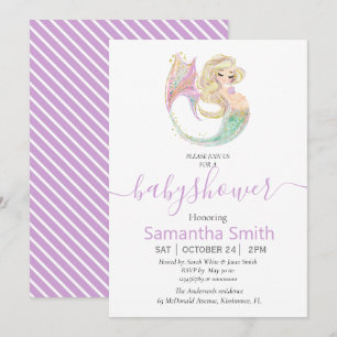 SWEET Happy MERMAID Baby Shower Invitation