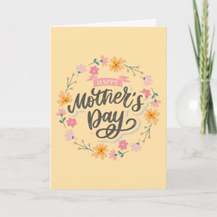 Sweet Happy Mother's Day Ribbon Calligraphy Greeti Card